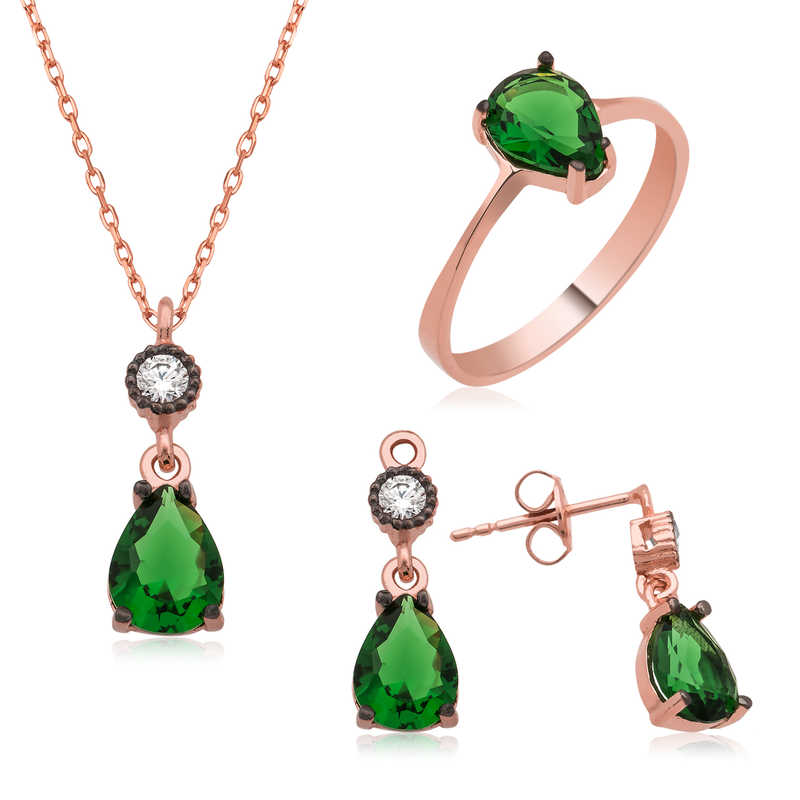 Silver Green Drop Stone Women’s Set