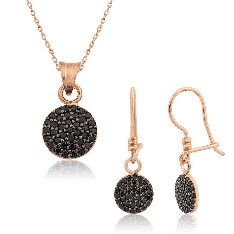 Silver Black Round Women’s Set