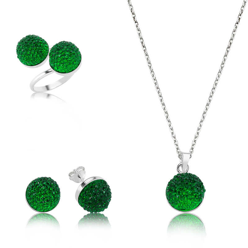 Silver Green Crystal Women’s Set