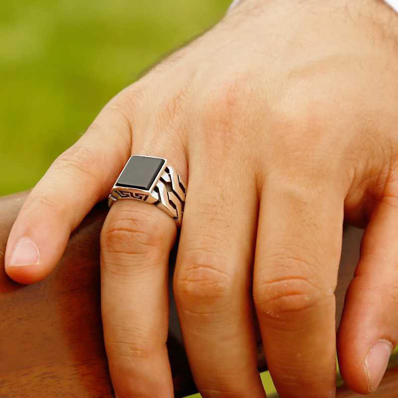 Silver Black Stone Men’s Ring