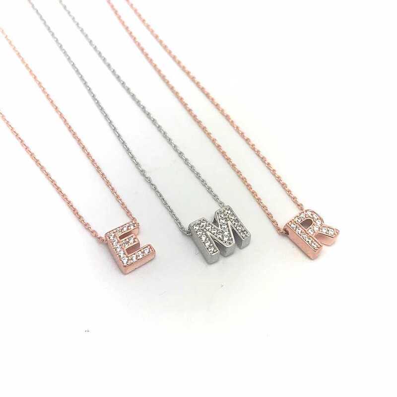 Silver Rose 3D Evil Eye Letter Women’s Necklace