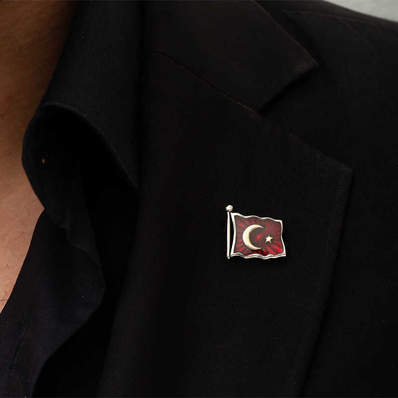 Silver Turkish Flag Badge
