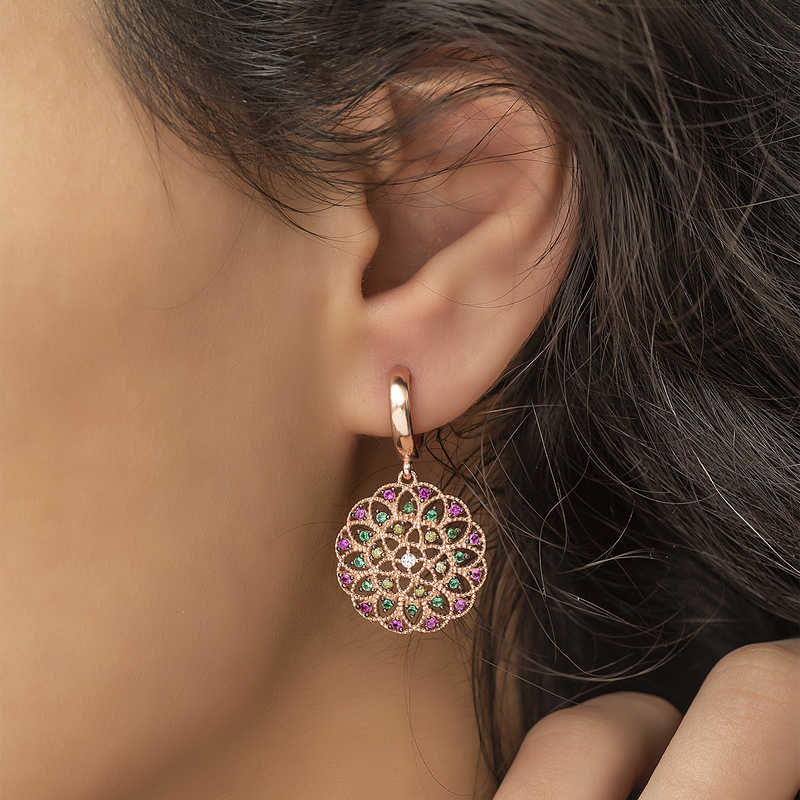Silver Geometric Patterned Women’s Earrings