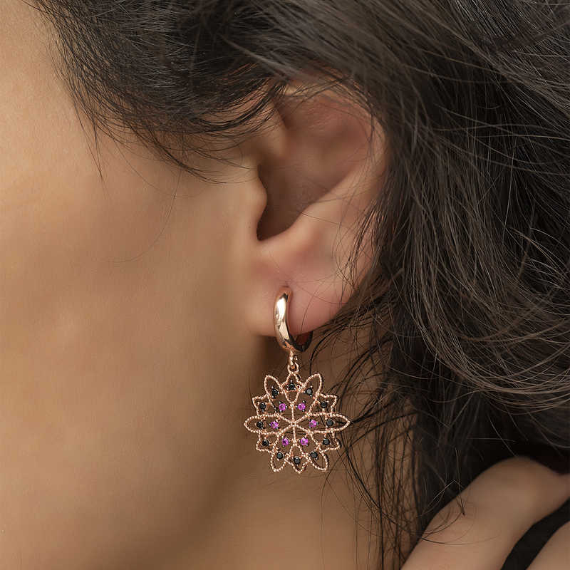 Silver Geometric Patterned Women’s Earrings