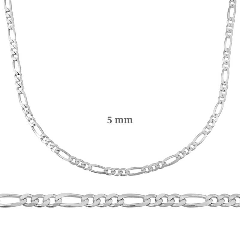 5 mm Silver Figaro Chain - 140 microns
