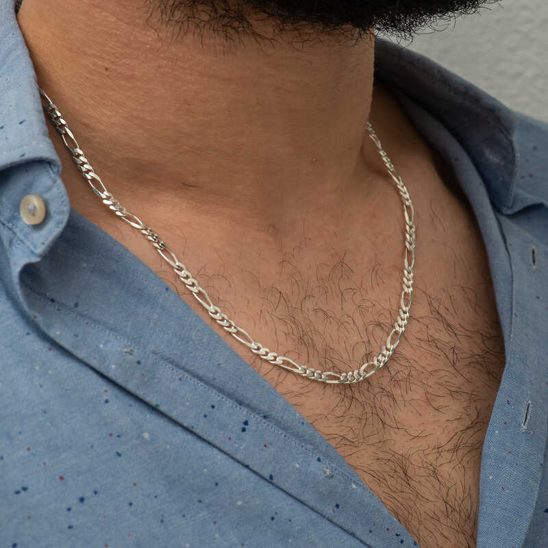 5.65 mm Silver Figaro Chain - 160 microns