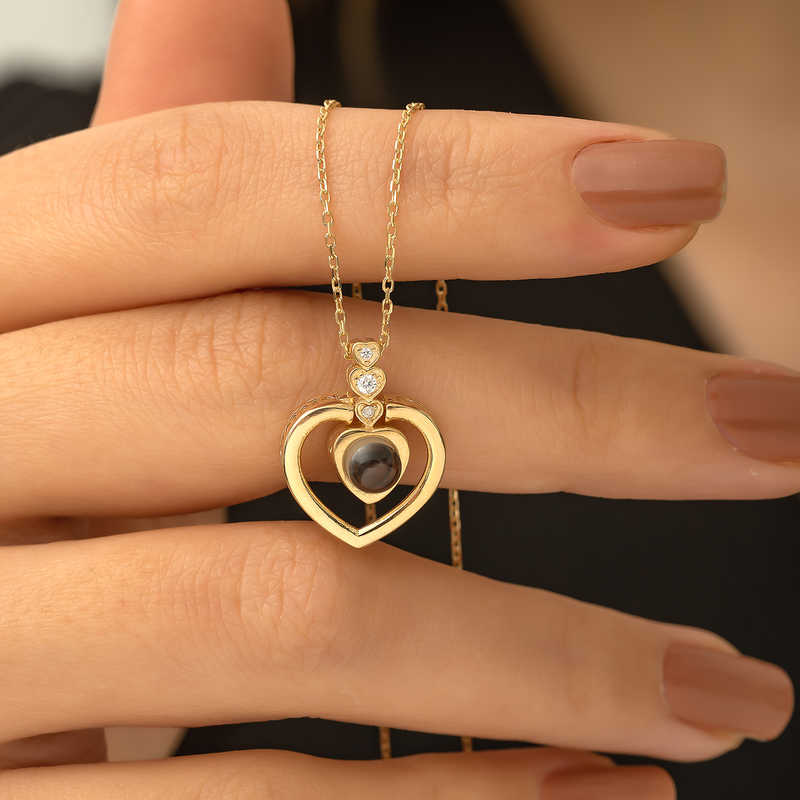 Silver Gold Heart I Love You in 100 Languages Necklace