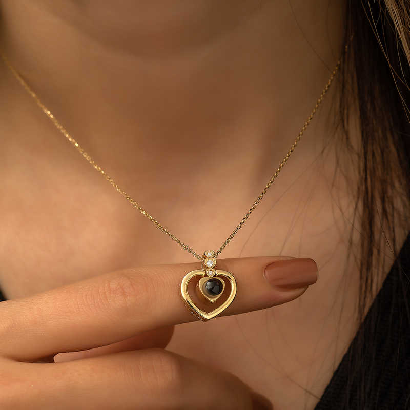 Silver Gold Heart I Love You in 100 Languages Necklace