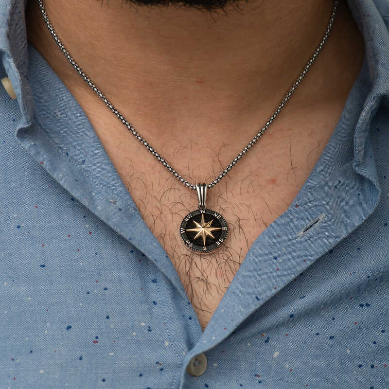 Silver Compass Necklace