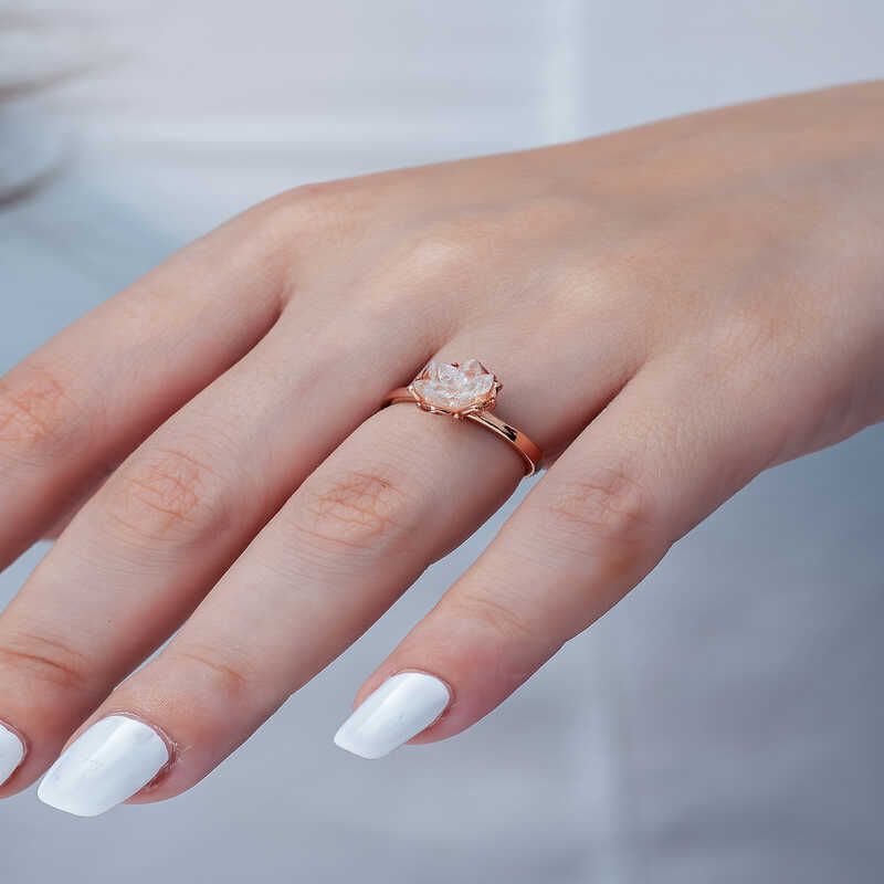 Silver Rose White Lotus Flower Ring