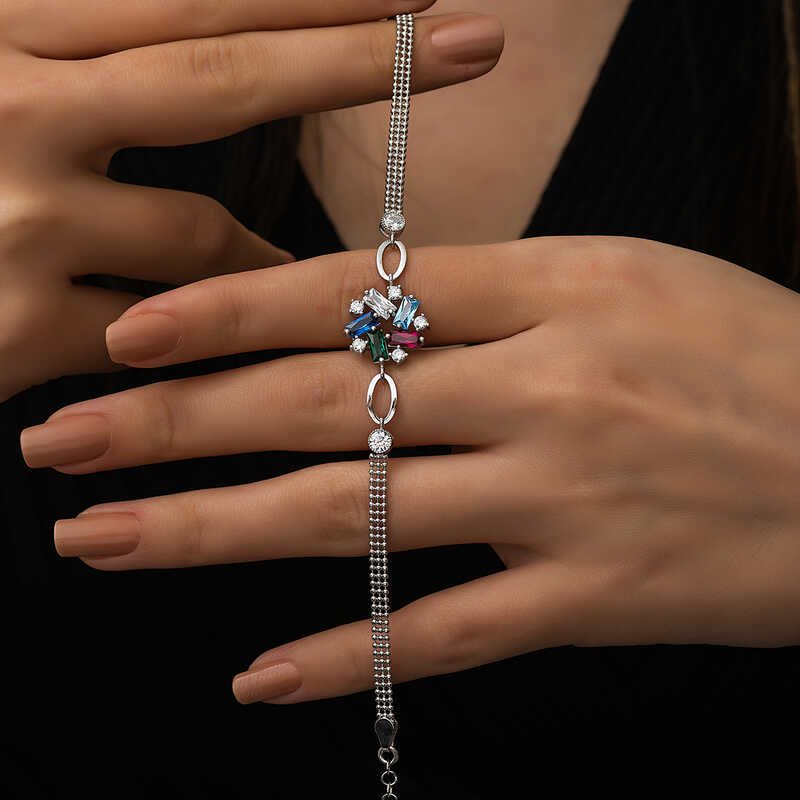 Silver Color Baguette Stone Women’s Bracelet