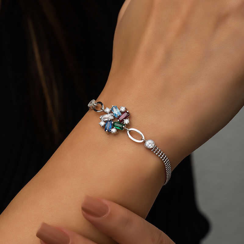 Silver Color Baguette Stone Women’s Bracelet