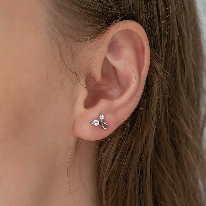 Silver Zircon Stone Stud Women’s Earrings