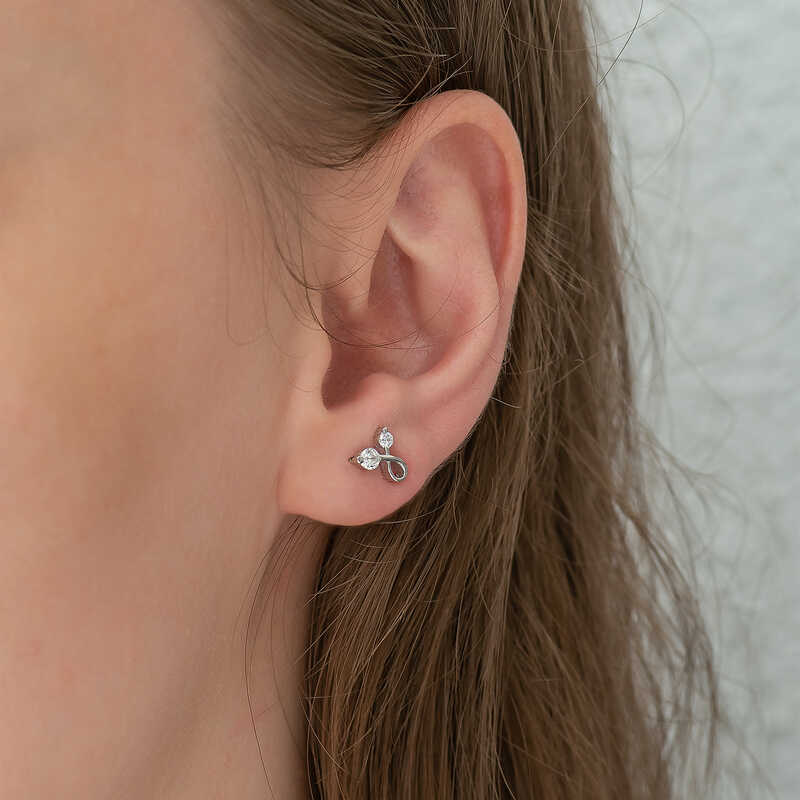 Silver Zircon Stone Stud Women’s Earrings