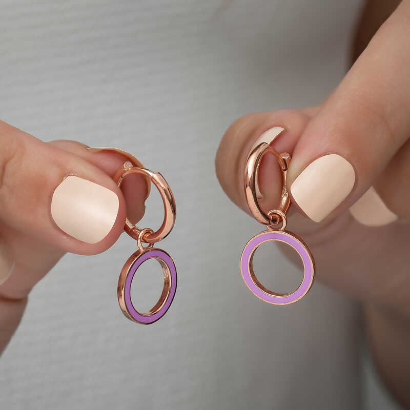 Silver Fluorescent Lilac Oval Earrings