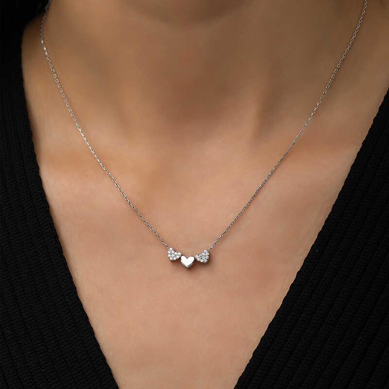 Silver Three Heart Necklace