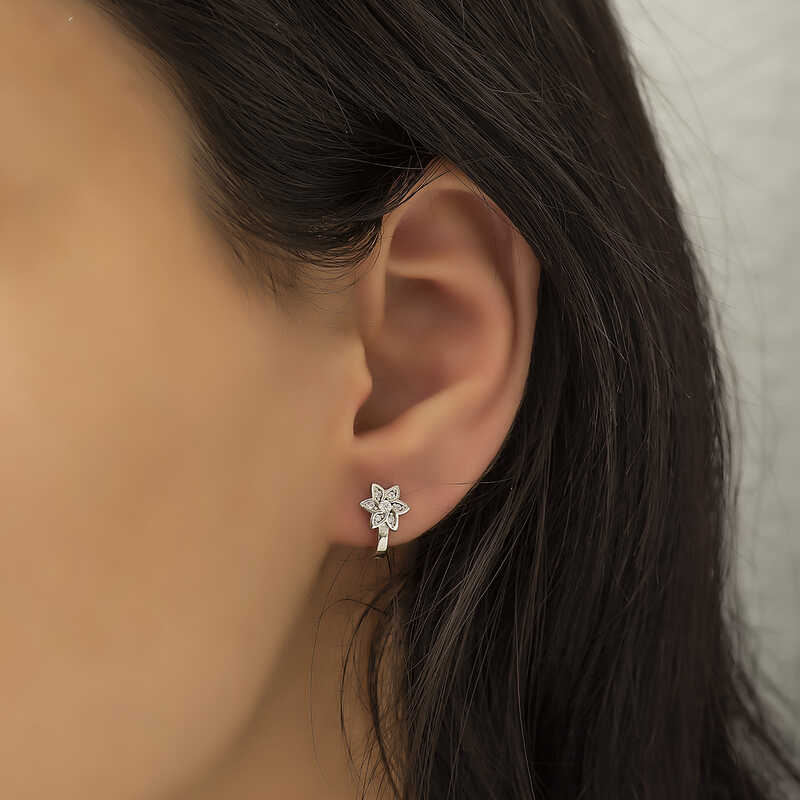 Silver White Flower Women’s Earrings
