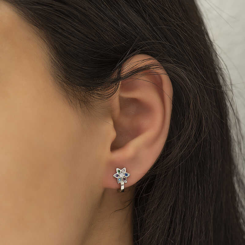 Silver Color Flower Women’s Earrings