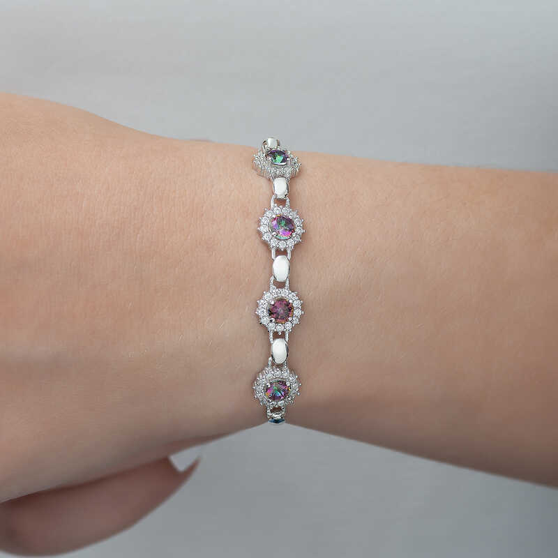 Silver Mystic Topaz Stone Bracelet