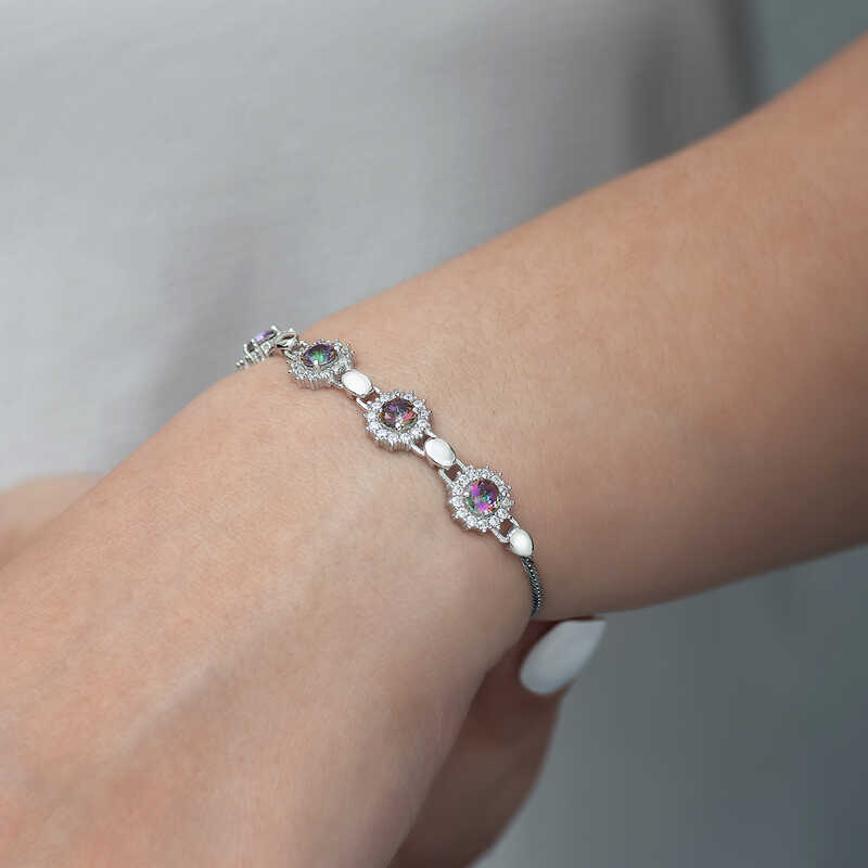 Silver Mystic Topaz Stone Bracelet