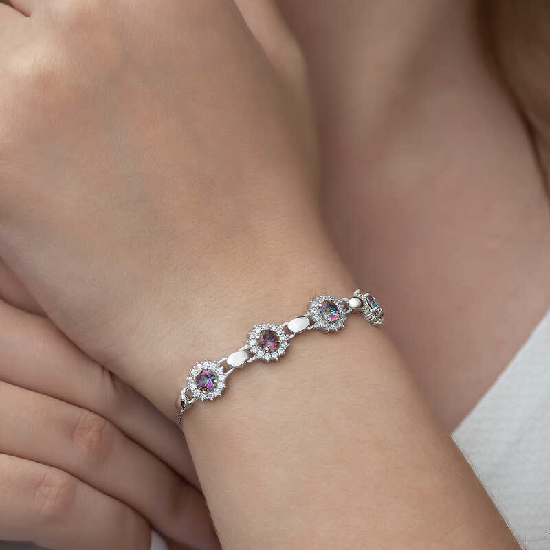 Silver Mystic Topaz Stone Bracelet