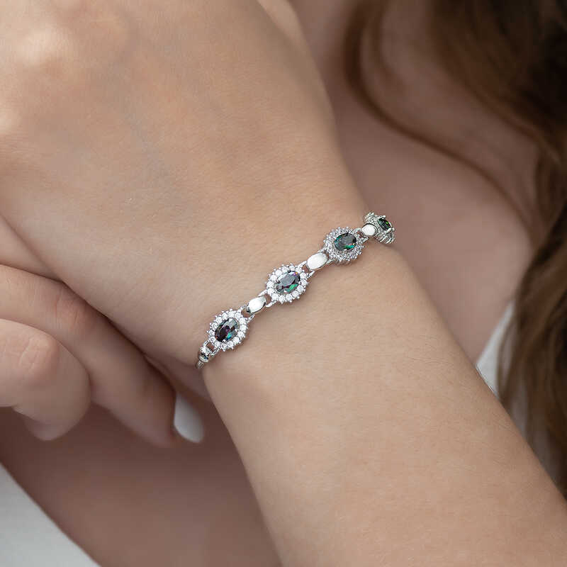 Silver Mystic Topaz Stone Bracelet