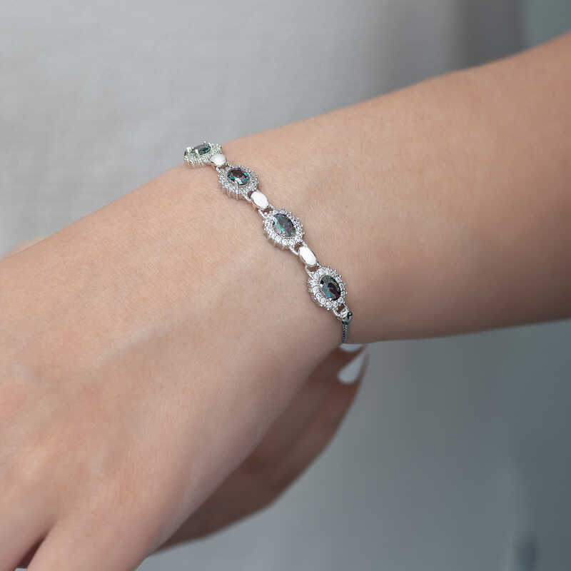 Silver Mystic Topaz Stone Bracelet