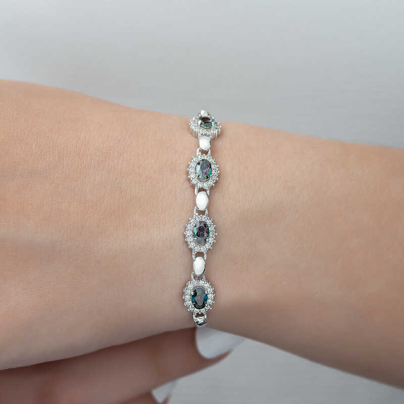 Silver Mystic Topaz Stone Bracelet