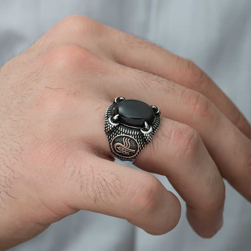 Silver Ottoman Tughra Crest Claw Men’s Ring