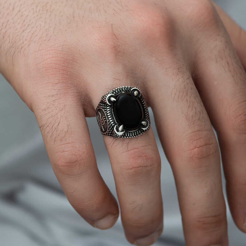 Silver Ottoman Tughra Crest Claw Men’s Ring