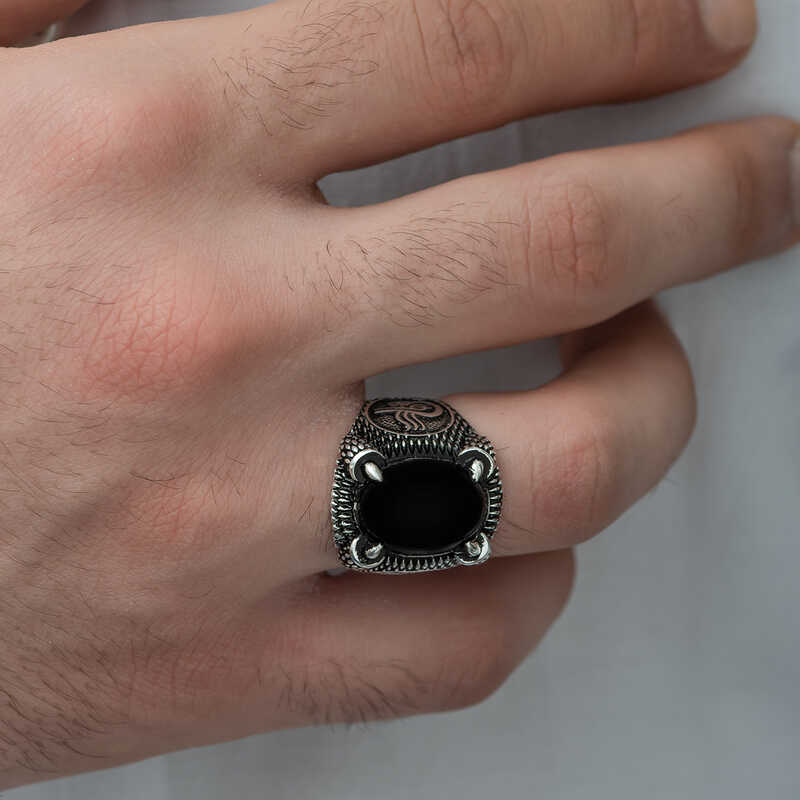 Silver Ottoman Tughra Crest Claw Men’s Ring