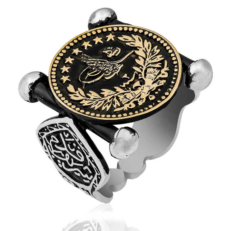 Silver Kadem-i Şerif Detailed Ottoman Coat of Arms Men’s Ring