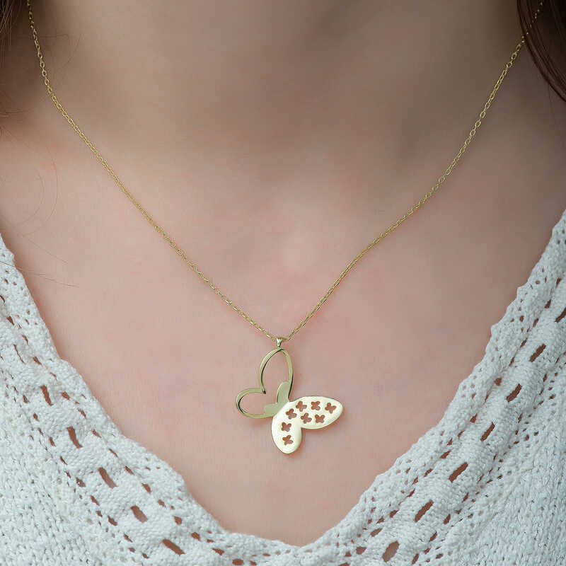 Silver Gold Butterfly Women’s Necklace