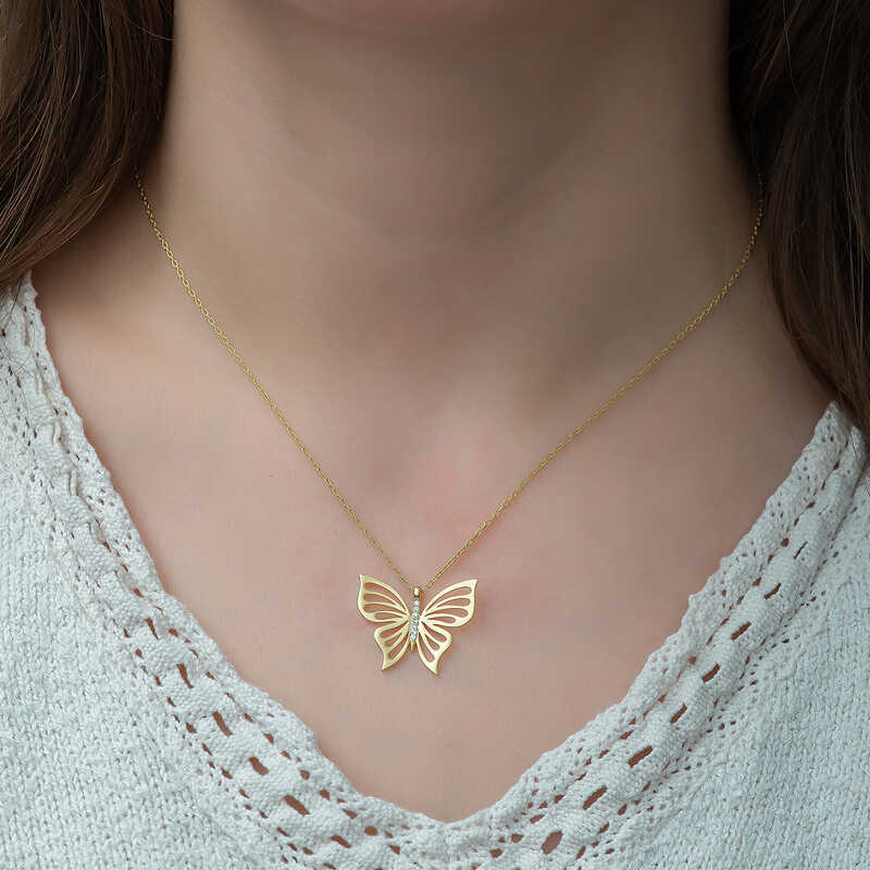 Silver Gold Spring Butterfly Women’s Necklace