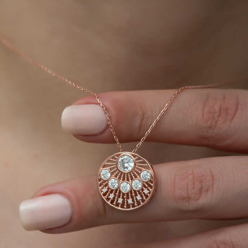 Silver Rose Ethnic Patterned Rose Women’s Necklace