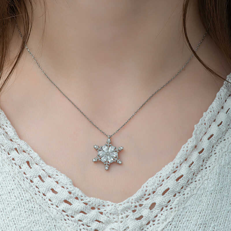 Silver Snow Flower Women’s Necklace
