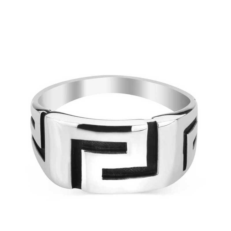 Silver Zigzag Patterned Men’s Ring