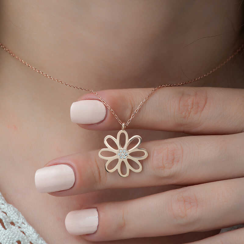 Silver Rose Flower Women’s Necklace