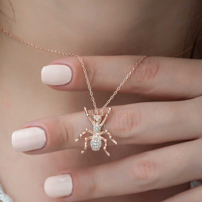 Silver Rose Spider Women’s Necklace