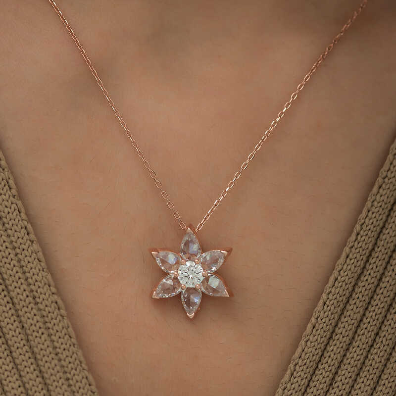 Silver Rose White Flower Necklace