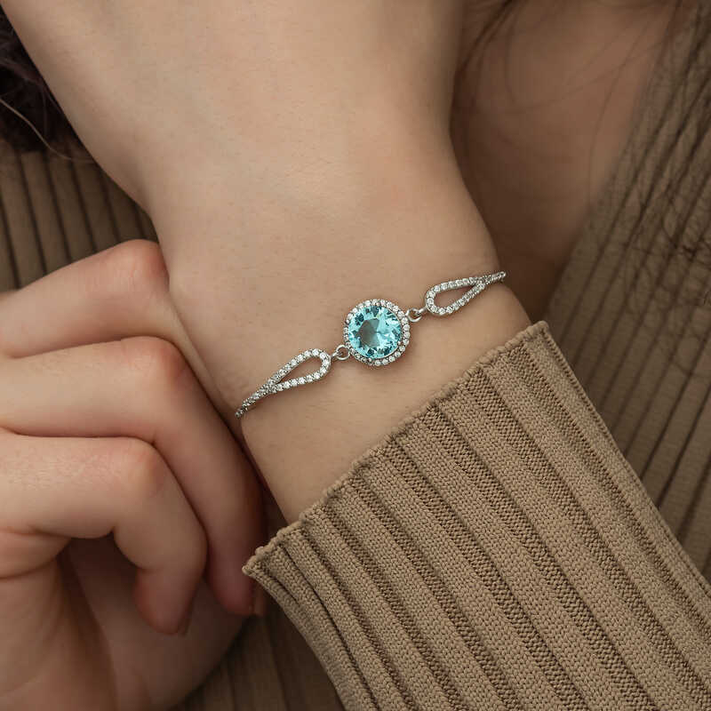 Silver Aquamarine Women’s Bracelet
