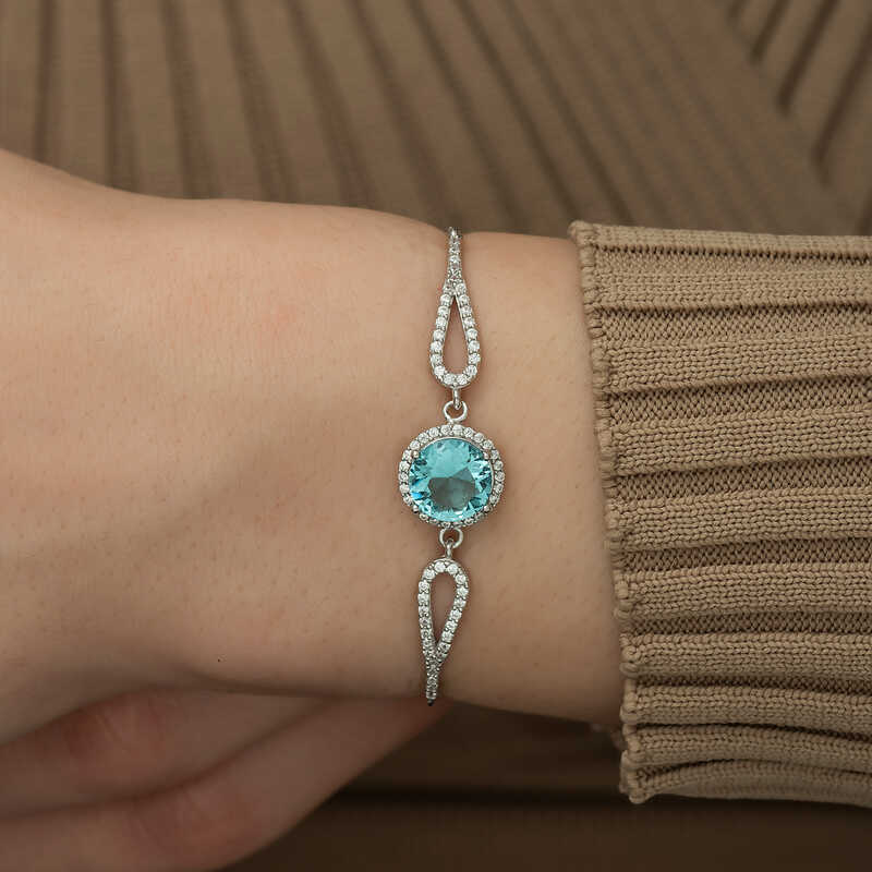 Silver Aquamarine Women’s Bracelet