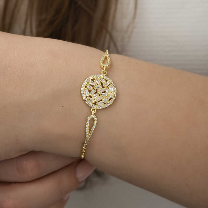 Silver Gold Baguette Stone Bracelet