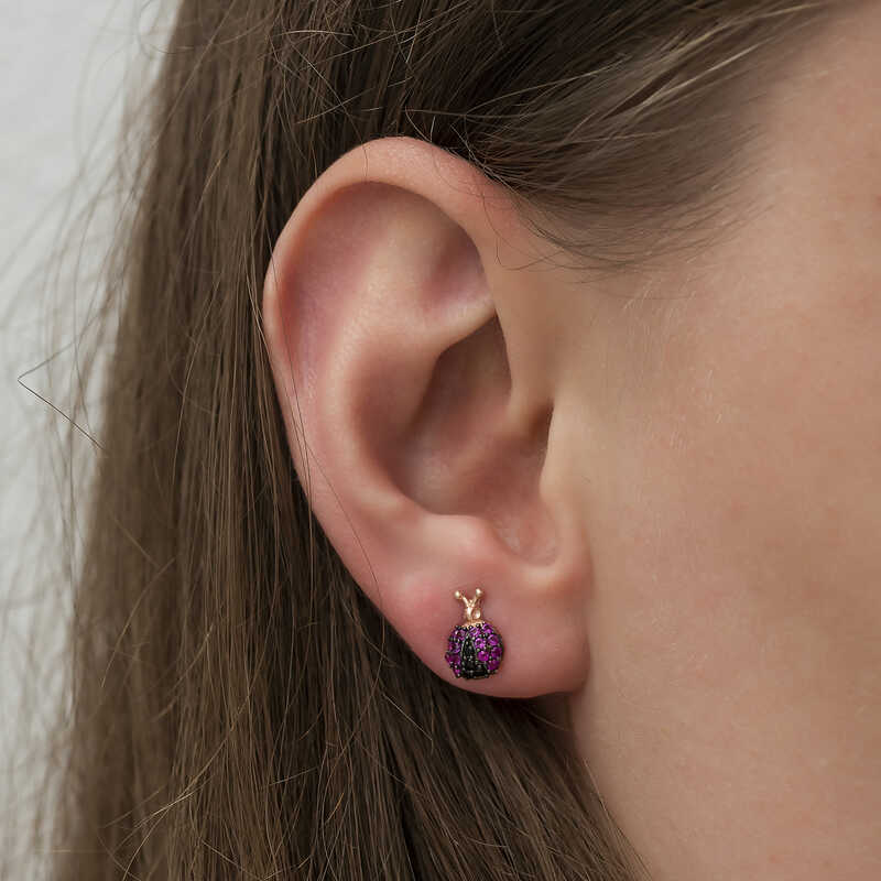 Silver Ladybug Earrings