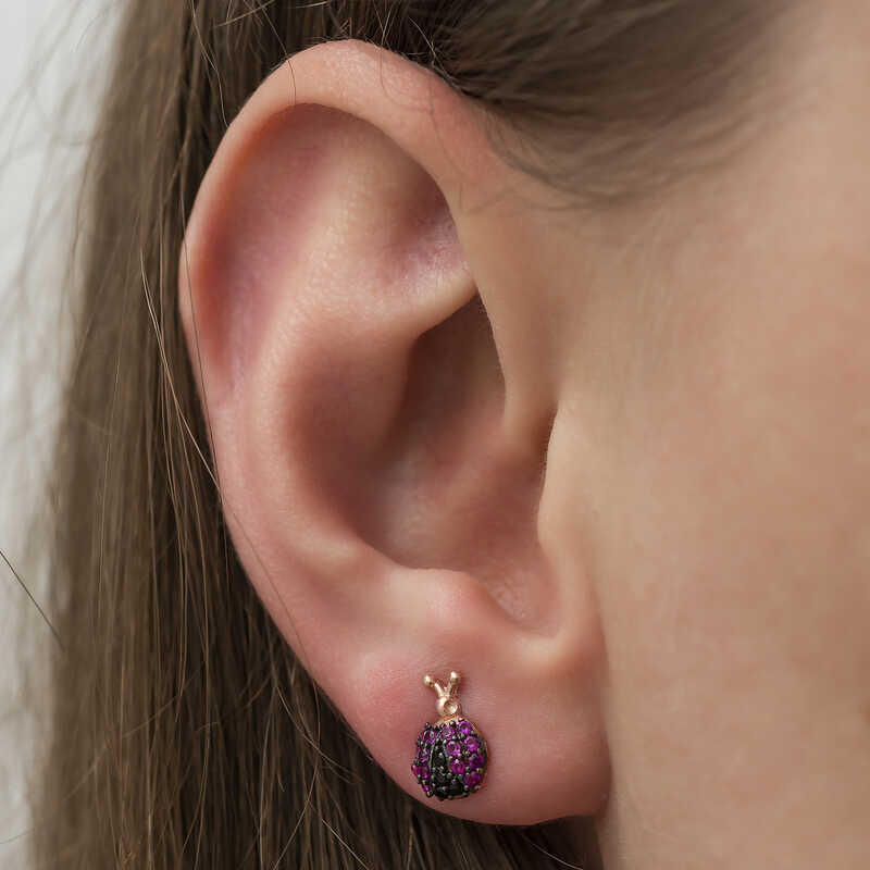 Silver Ladybug Earrings