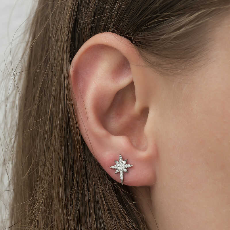 Silver North Star Earrings