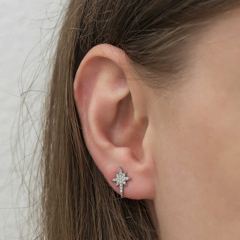 Silver North Star Earrings