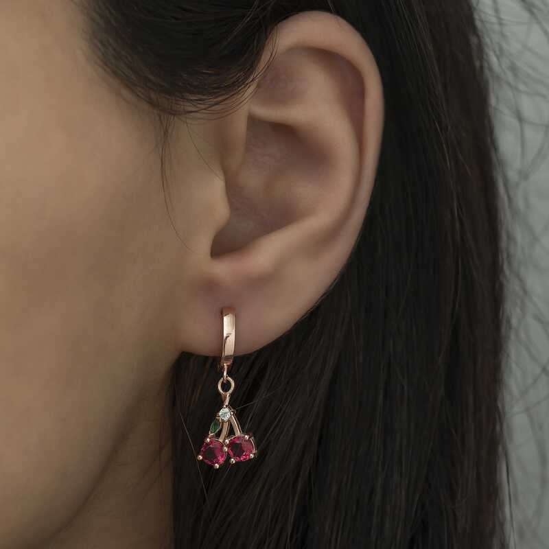 Silver Cherry Figured Fruit Earrings