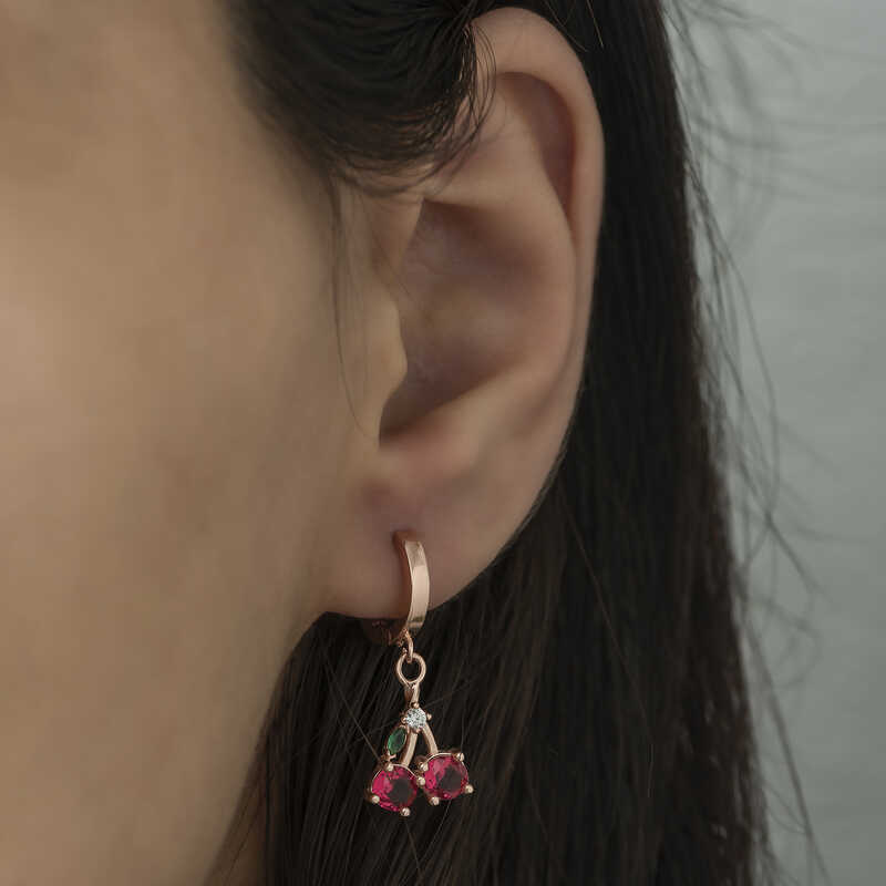 Silver Cherry Figured Fruit Earrings