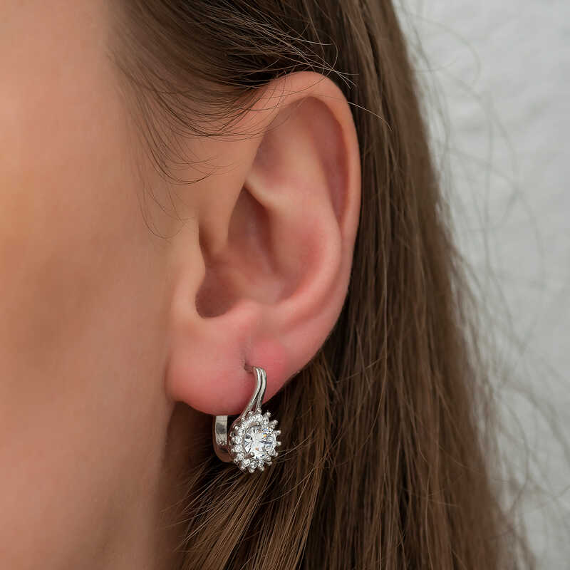 Silver Mengecli Round Cut Earrings